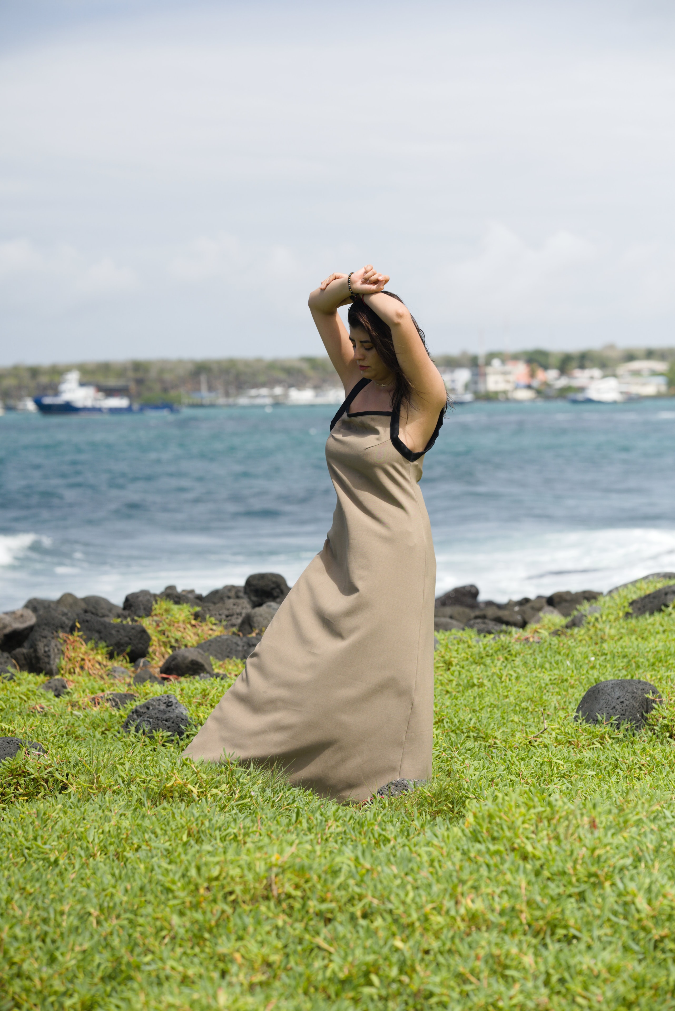 Joselyn Franco at the Galápagos coast