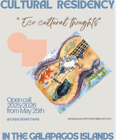 Eco Cultural Thoughts cultural residency poster with an illustrated musical instrument